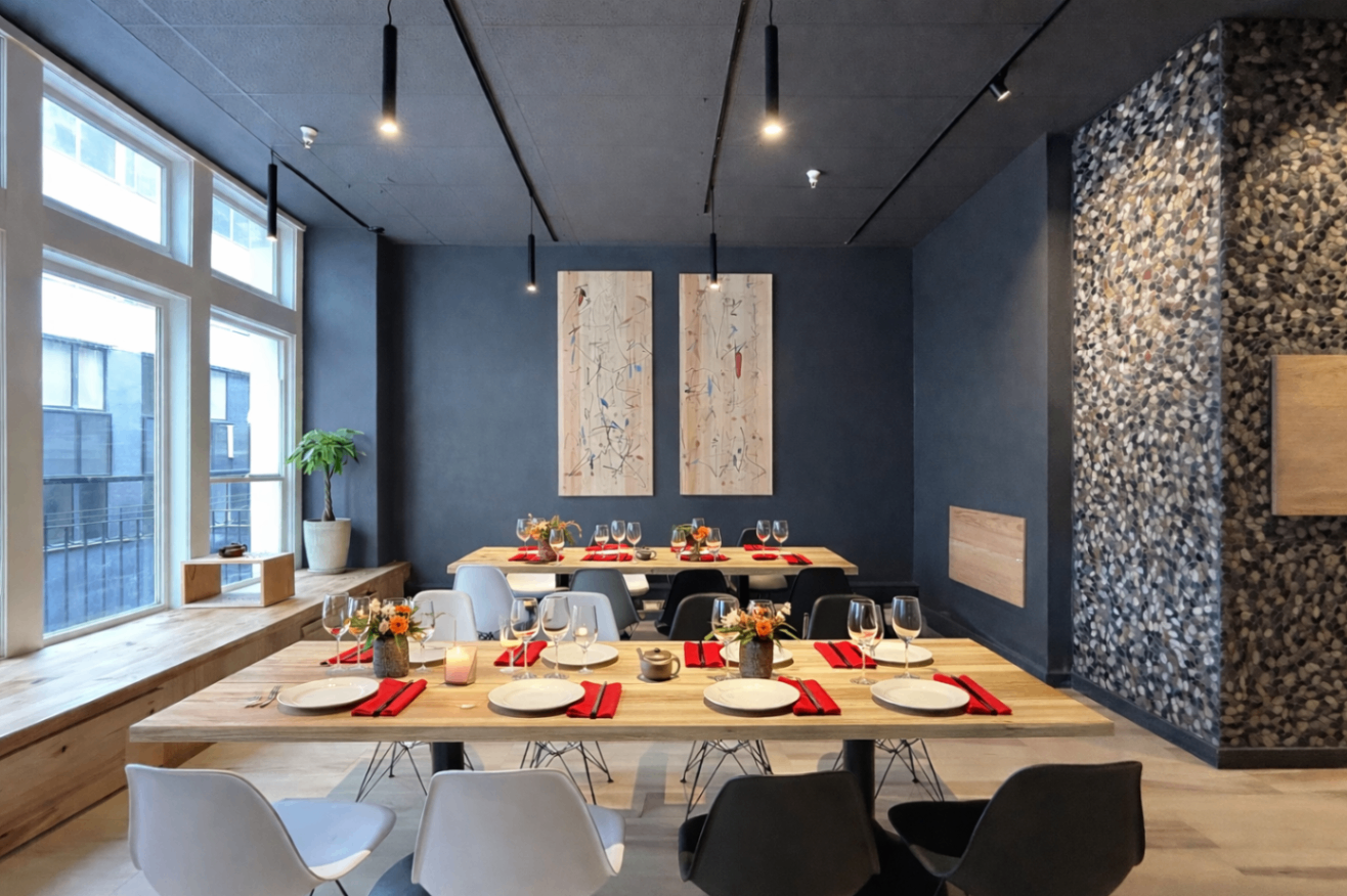 Private dining room set for an intimate gathering